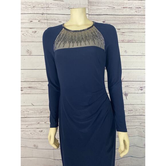 LAUREN RALPH LAUREN Beaded-Yoke Jersey Gown size 8 - Picture 2 of 11